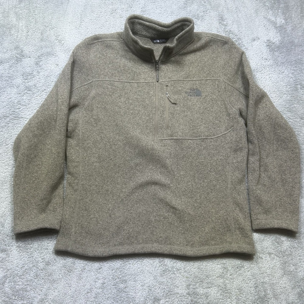 The North Face Pullover Mens XL Brown Heather Gordon Lyons 1/4 Zip Fleece EUC